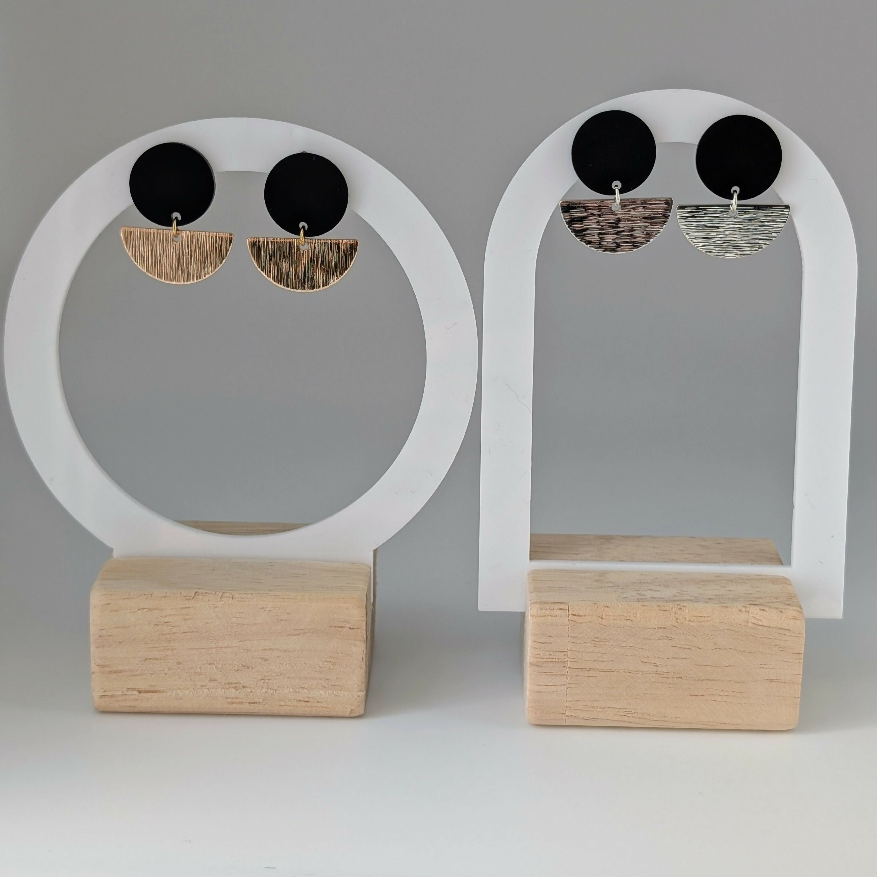 Black Geometric Earrings in Gold or Silver