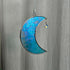 Iridescent Streaky Blue Crescent Moon Stained Glass Suncatcher