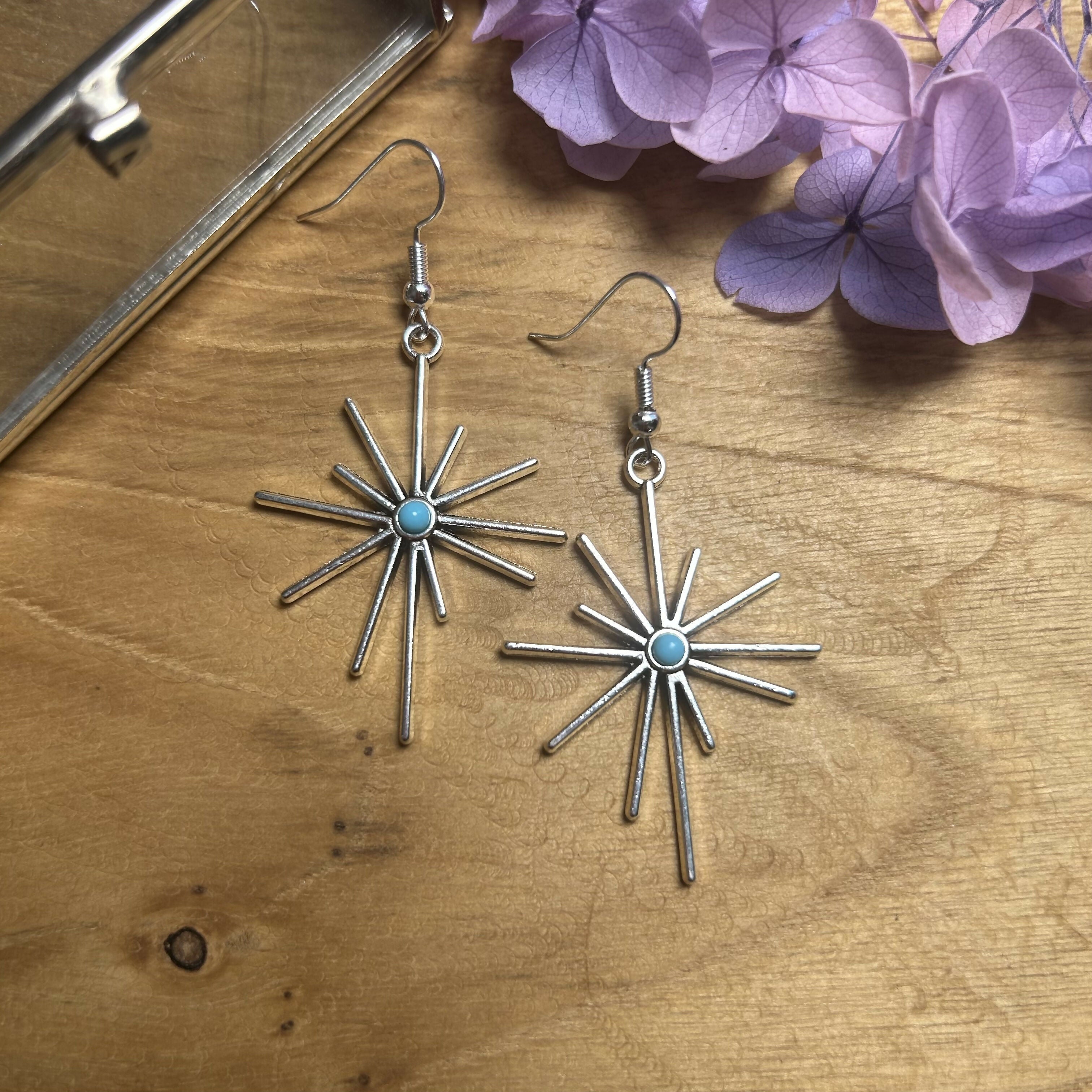 Stunning Silver & Turquoise Star Earrings