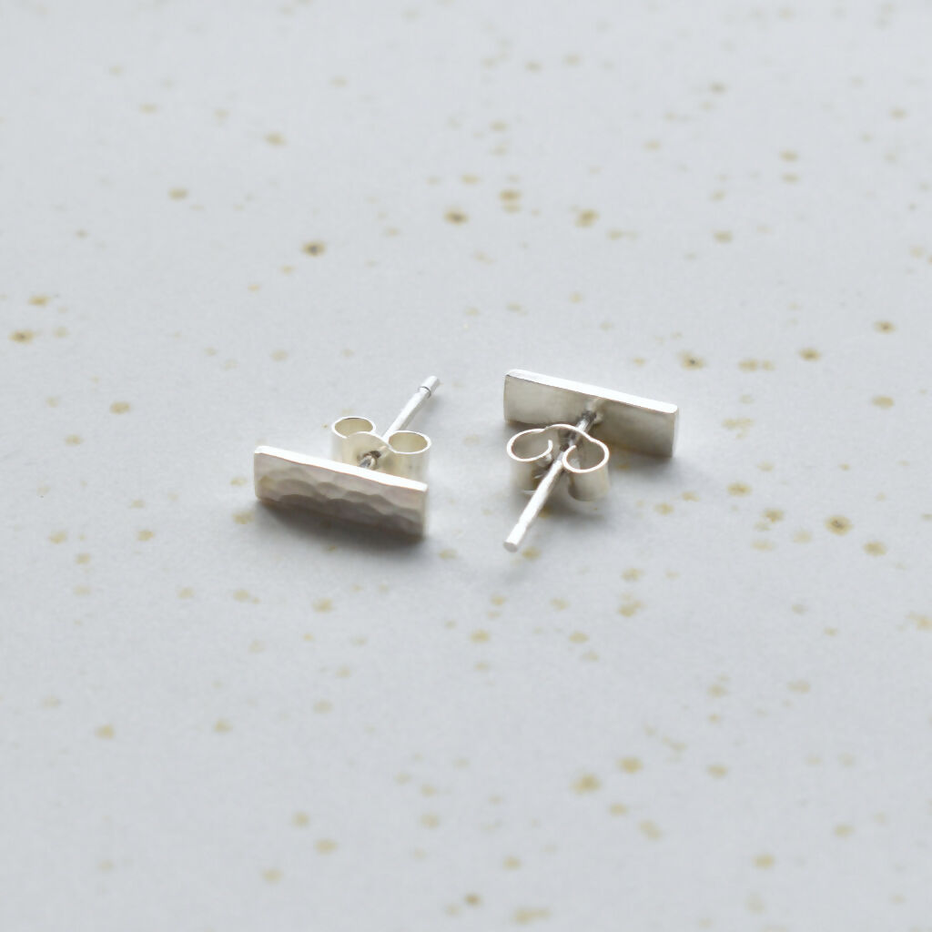 Sterling Silver Textured Rectangle Stud Earrings