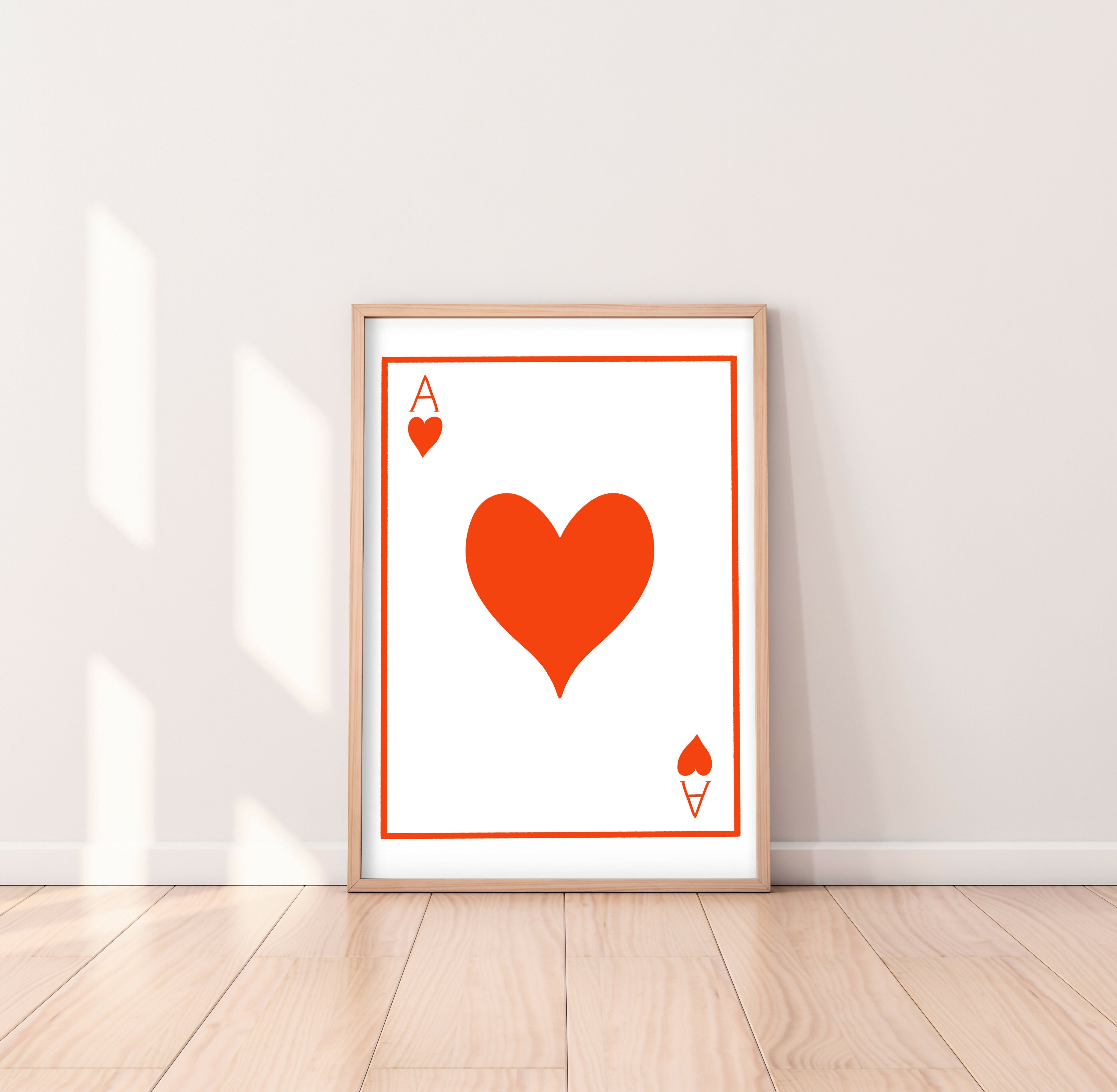Ace of Hearts Playing Card A4 Art Print