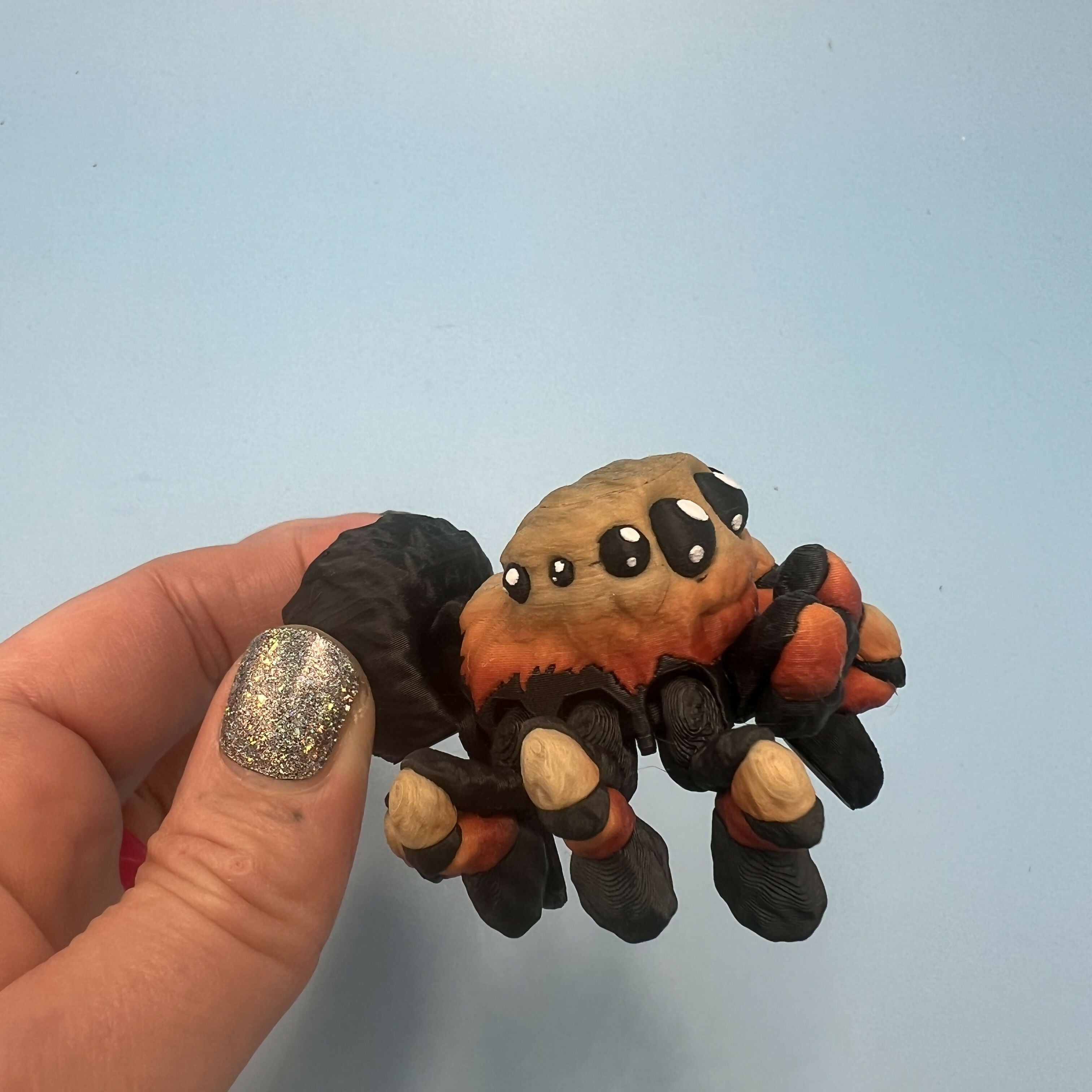 3D Printed MEDIUM: Articulated Sensory Fidget Animals friends Spider (Beige/Back) 7cm