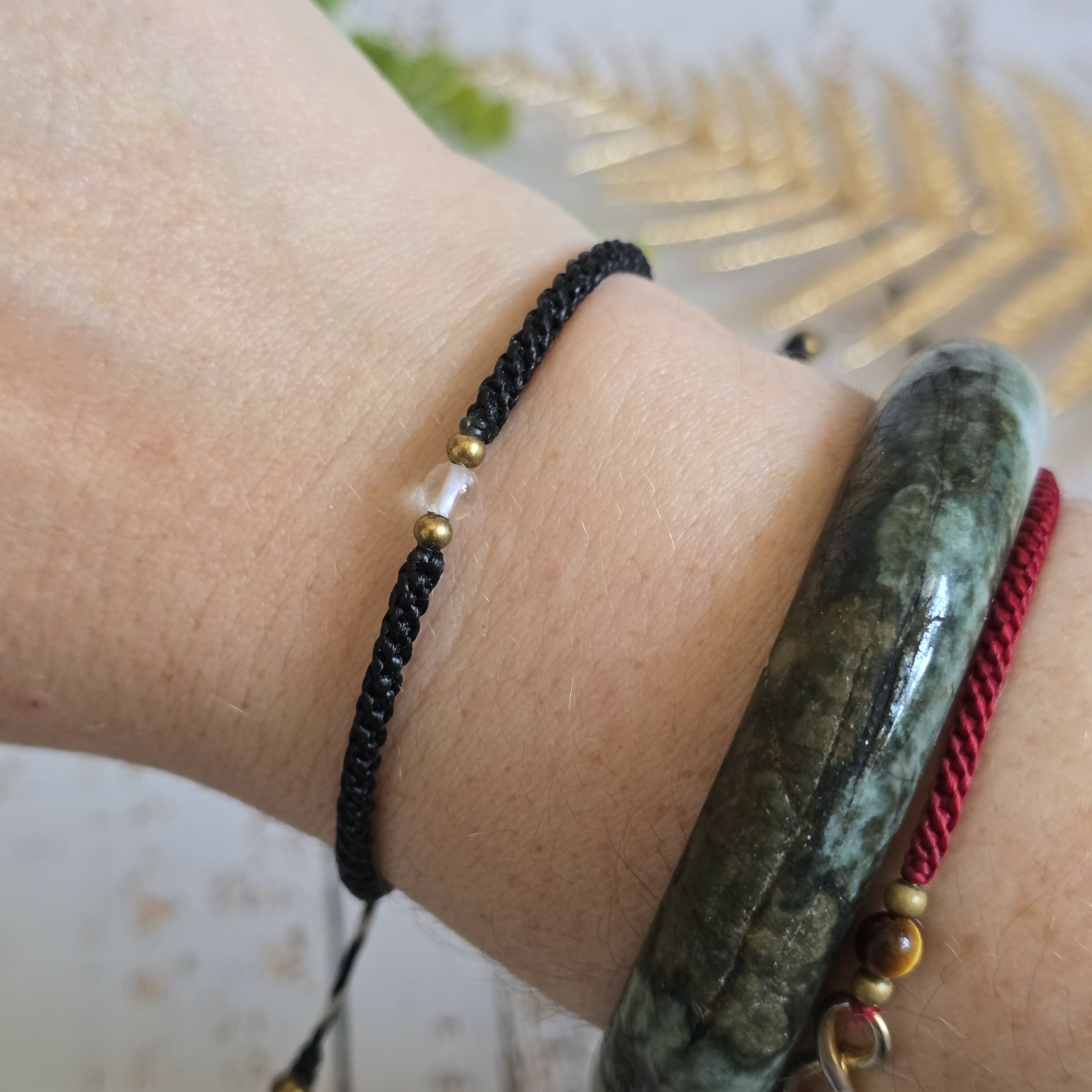 Clear Quartz Birthstone Bracelet; Single Crystal Macrame Adjustible April Gift Bracelet
