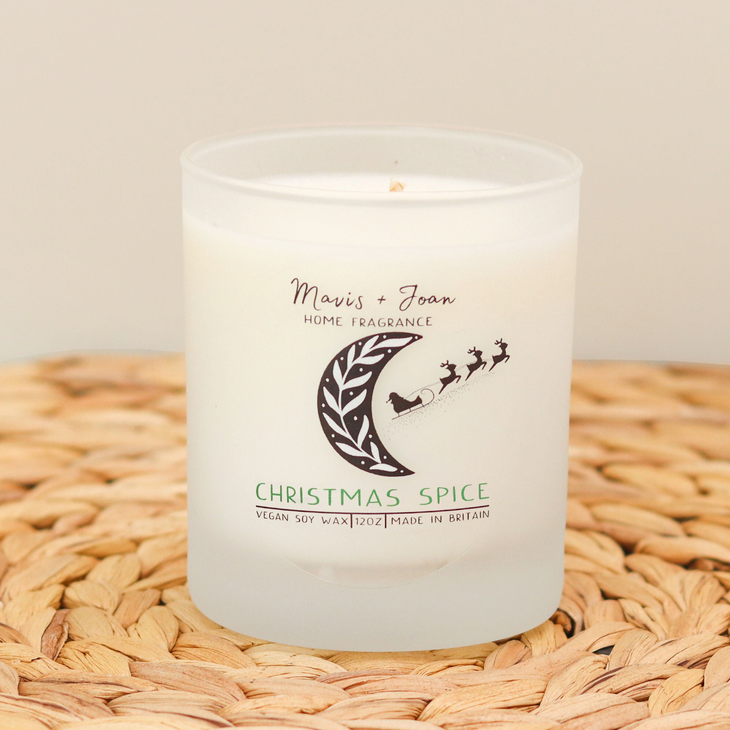 Christmas Spice Soy Wax Candle In A Frosted Glass Jar
