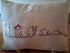 Fun Pigs Natural Linen Look Bolster Cushion - Handmade and Embroidered