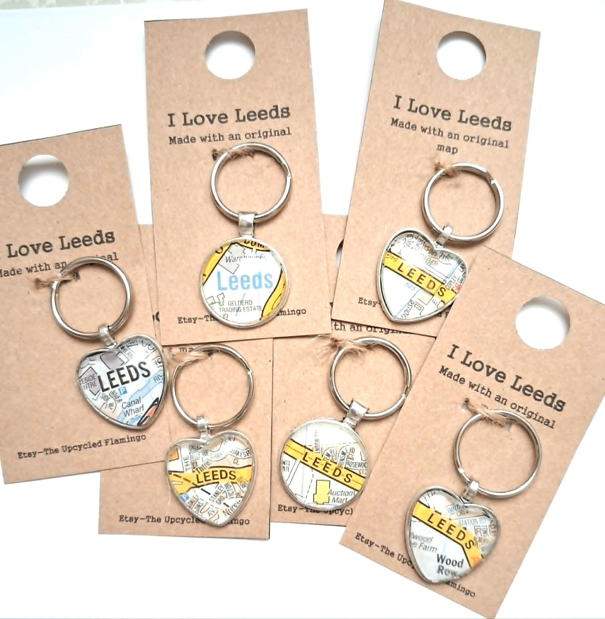 Leeds Map Keyring - Random Design