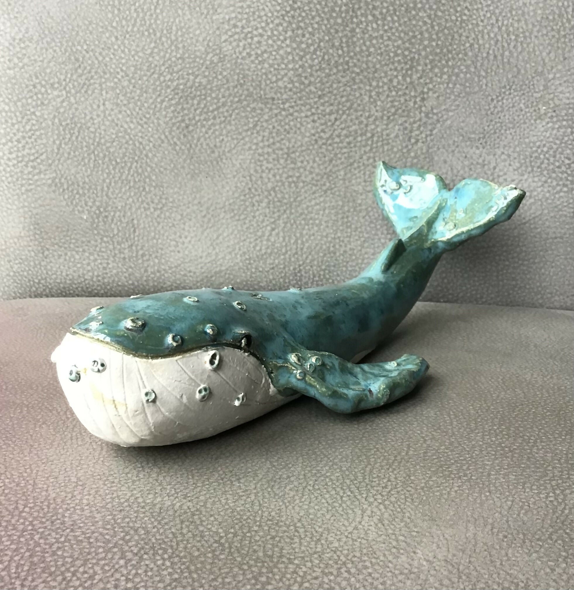 Medium Blue Ceramic Whale