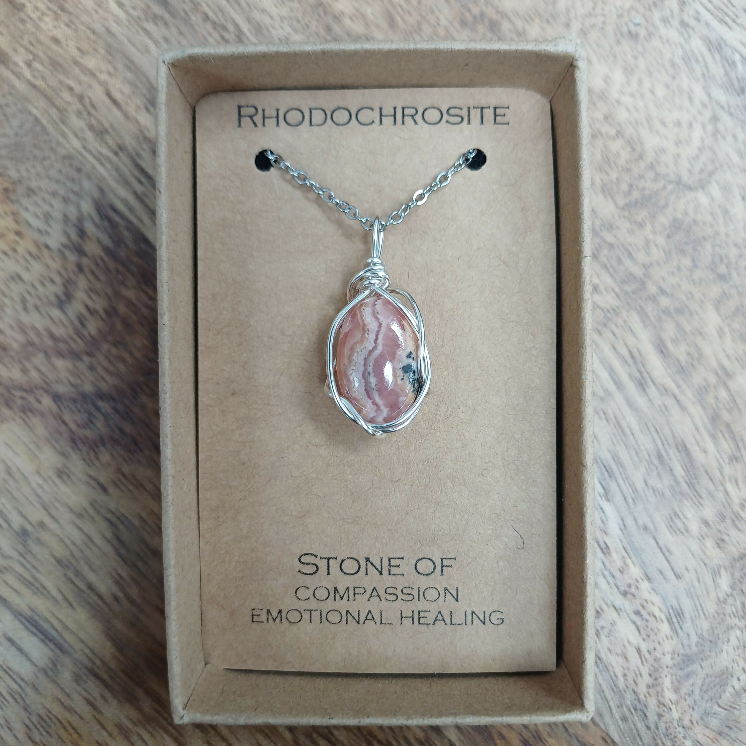 Rhodochrosite Wire Wrapped Pendant