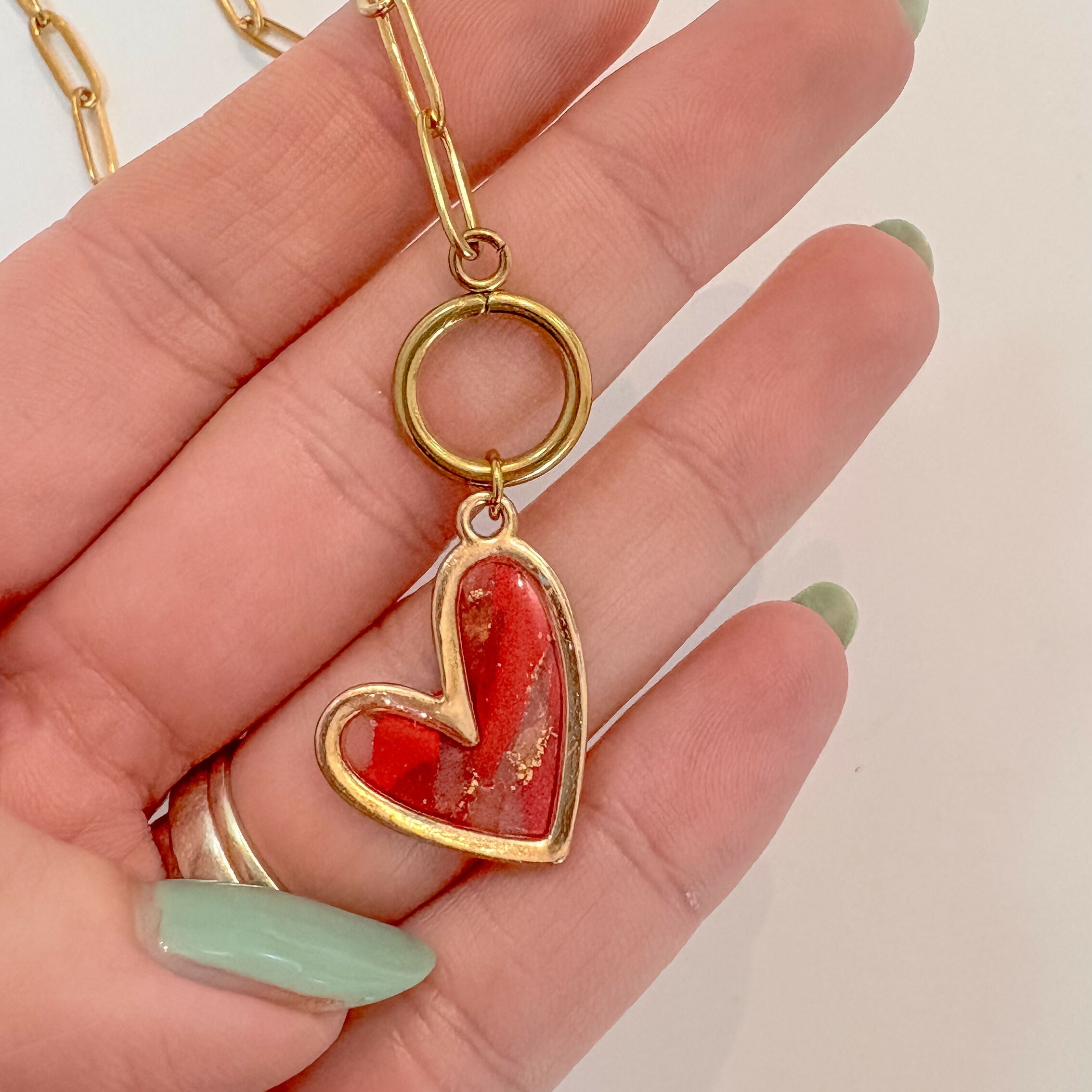 Paperclip Chain Heart Necklace