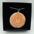 Enamel White Circle with Tangerine Orange Pattern