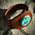 Handcrafted Natural Leather & Mohave Turquoise Gemstone Bracelet - Size S or M