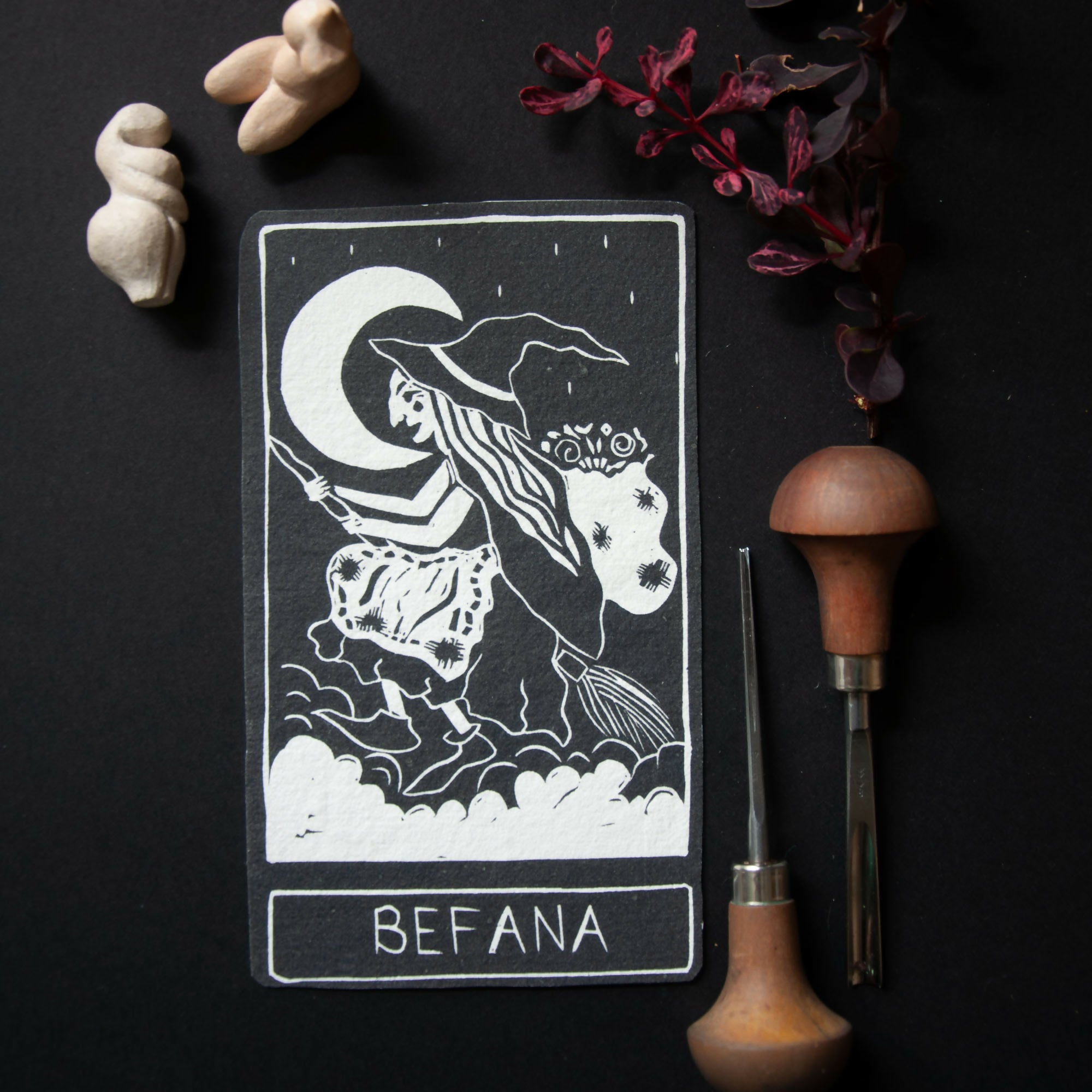 BEFANA WITCH GODDESS ALTAR CARD