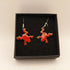 Bright Red Enamel Frog Earrings