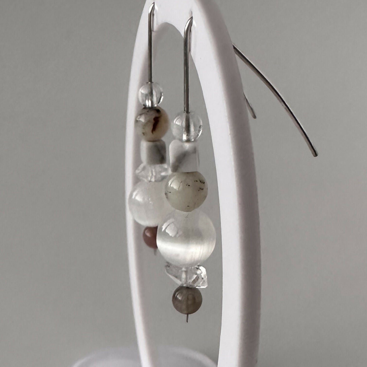HEALING CRYSTAL & STERLING SILVER CROWN CHAKRA EARRINGS
