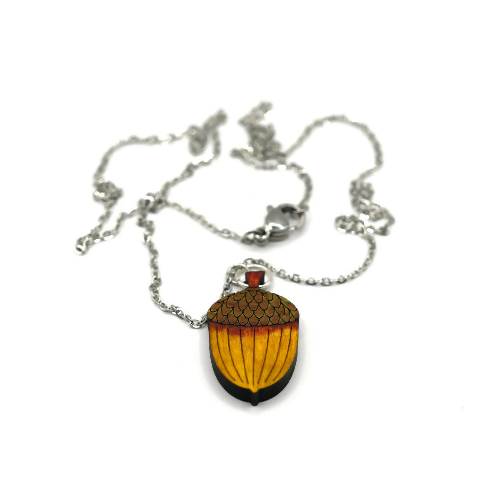 Acorns Necklace and Stud Earrings Set