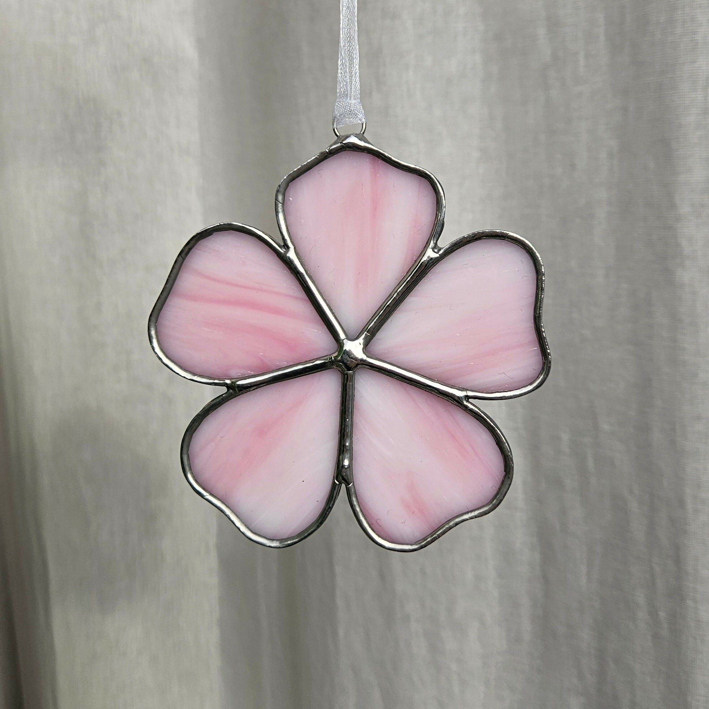 Streaky Pink Cherry Blossom Stained Glass Decoration