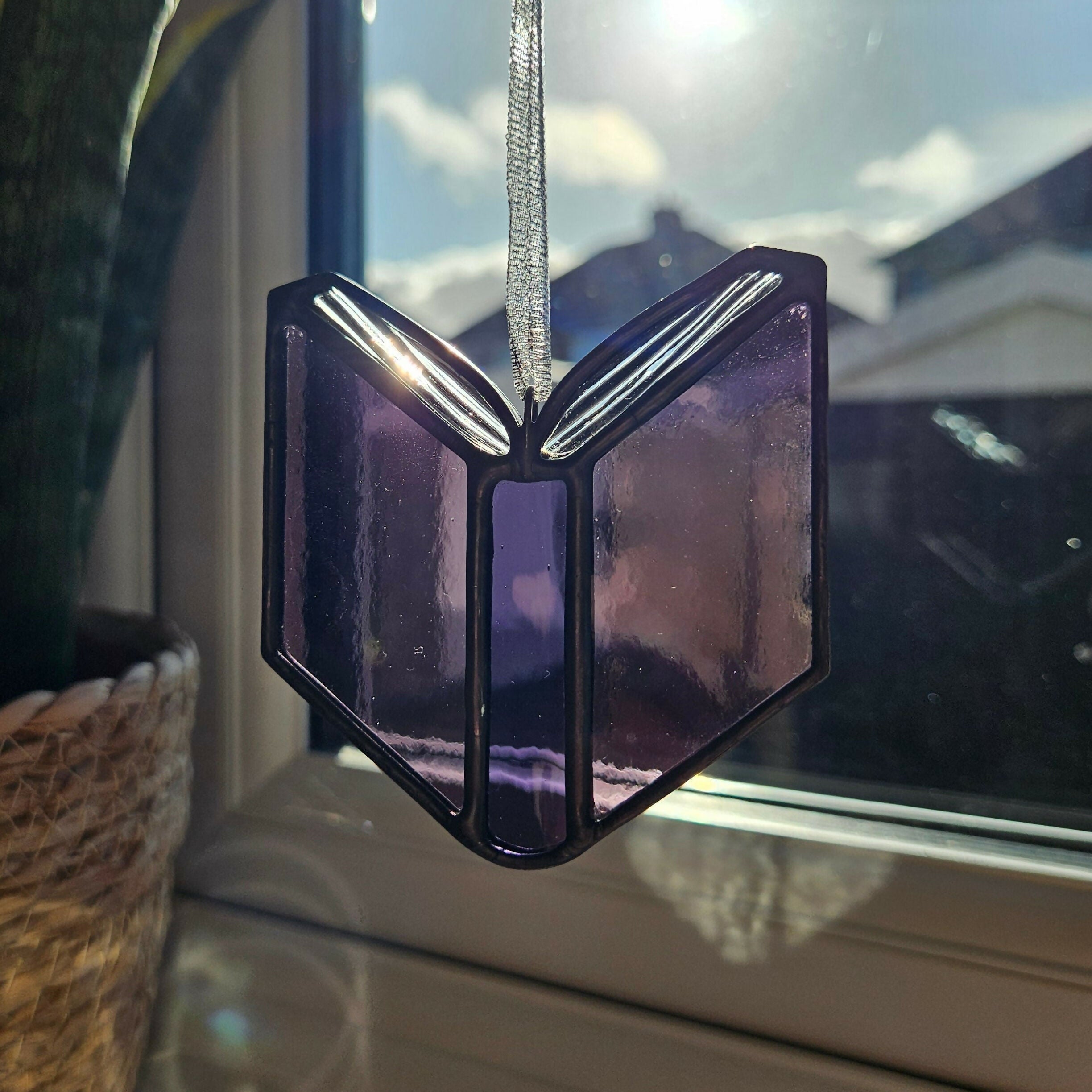 Purple Book Stained Glass Suncatcher