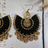 Egyptian Queen Earrings; Large Statement Black Macrame Gold Spirals Earrings