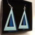 Double Dark and Light Blue Triangle Enamel Earrings