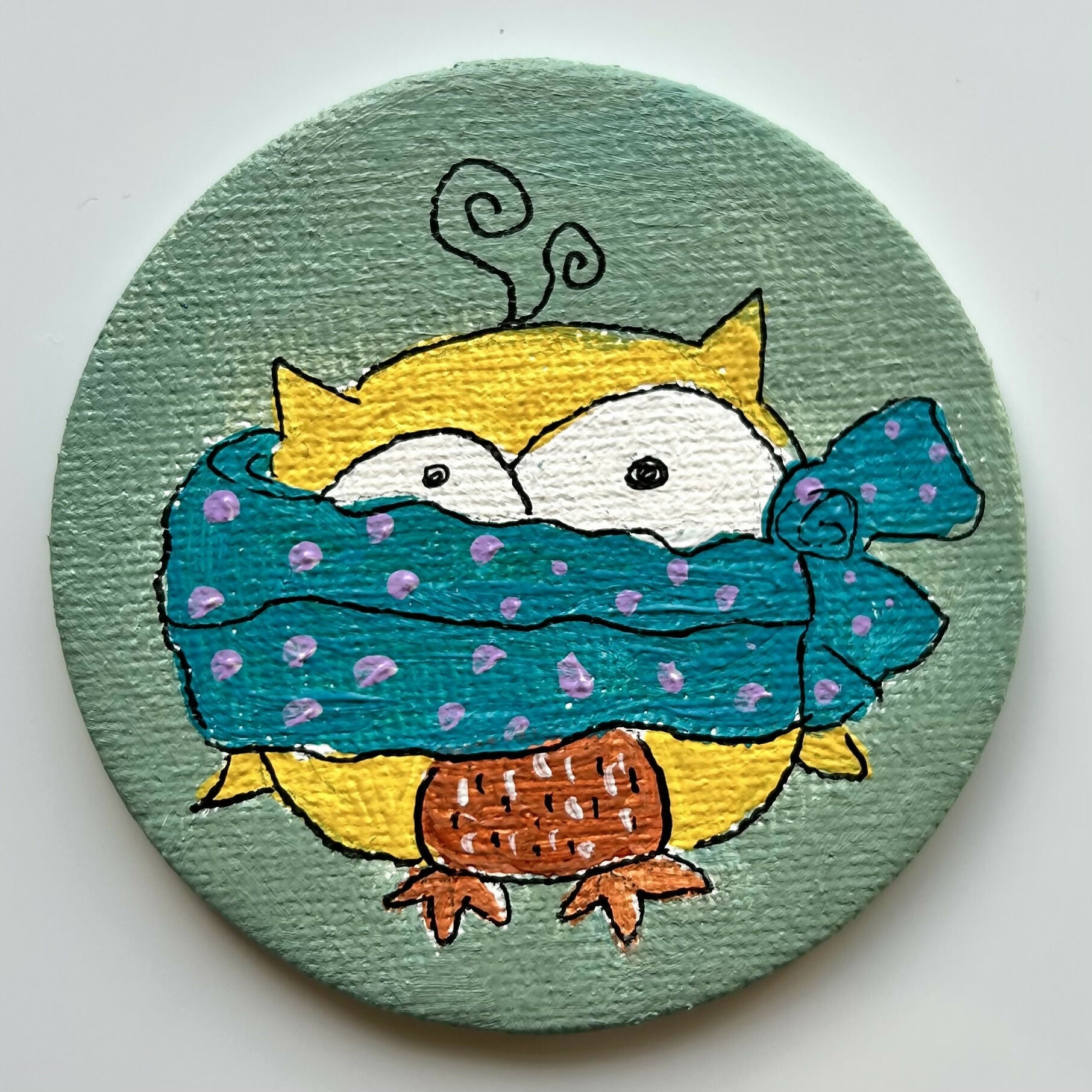 Cosy Bird Magnets Original Artwork