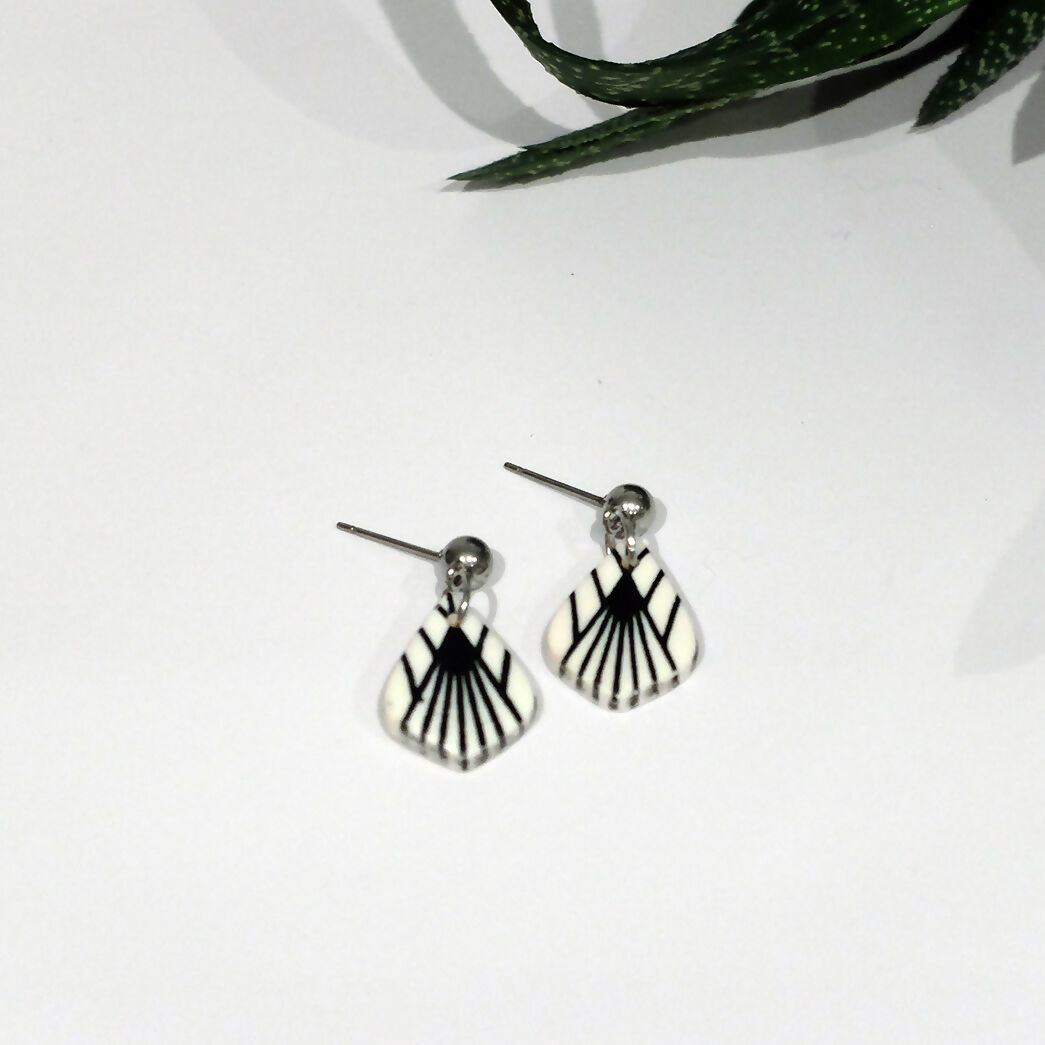 Art Deco Dangle Earrings - Handmade Polymer Clay - Polly Plant