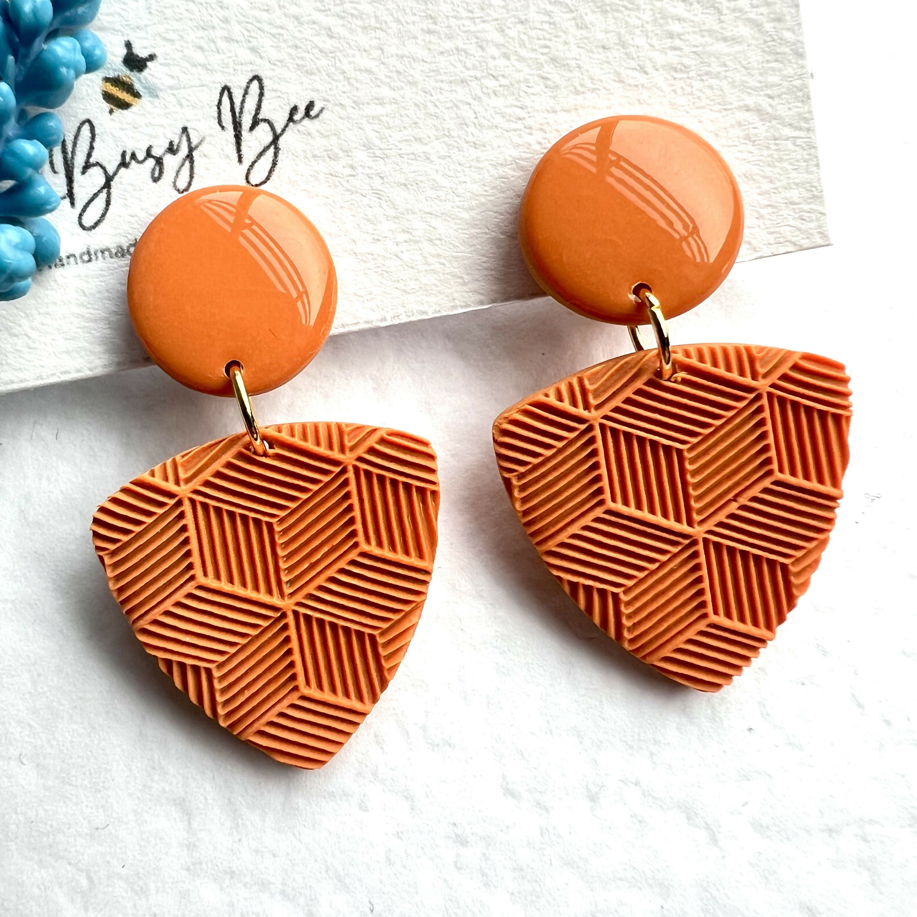 Dainty Clip On Dangle Earrings / Boho Polymer Clay Earrings for Non Pierced Ears