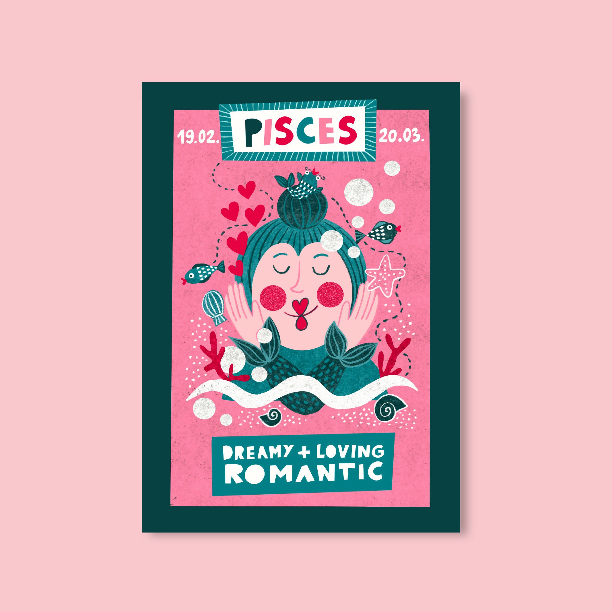 Fun Motivational Illustrated Zodiac Print - Pisces