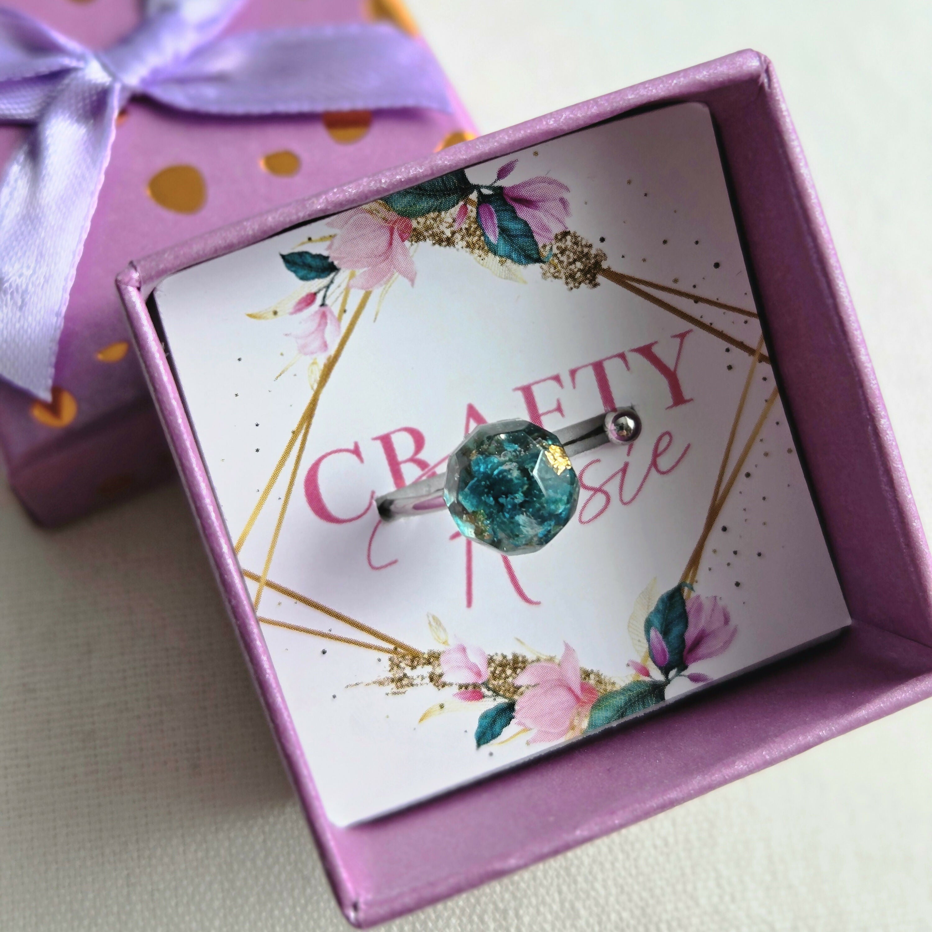 Stainless Steel Real Dried Gypsophila Flower Ring