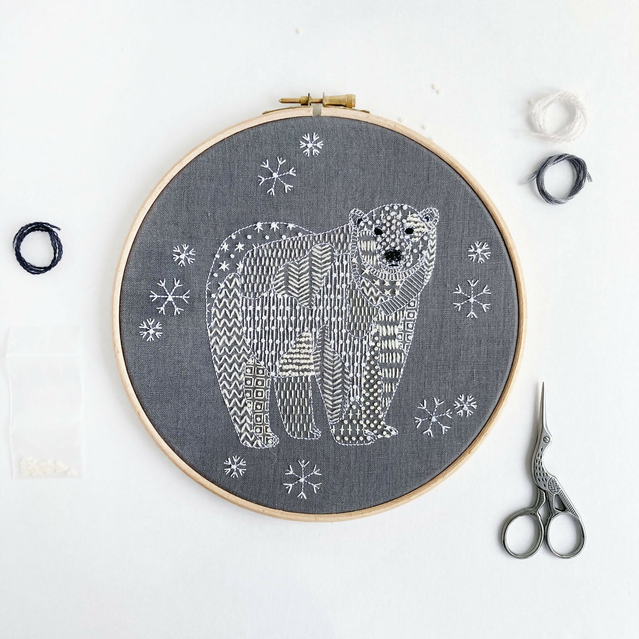 Polar Bear Modern Embroidery Kit