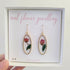 Pressed Real Rose Oval Earrings Gold Plated