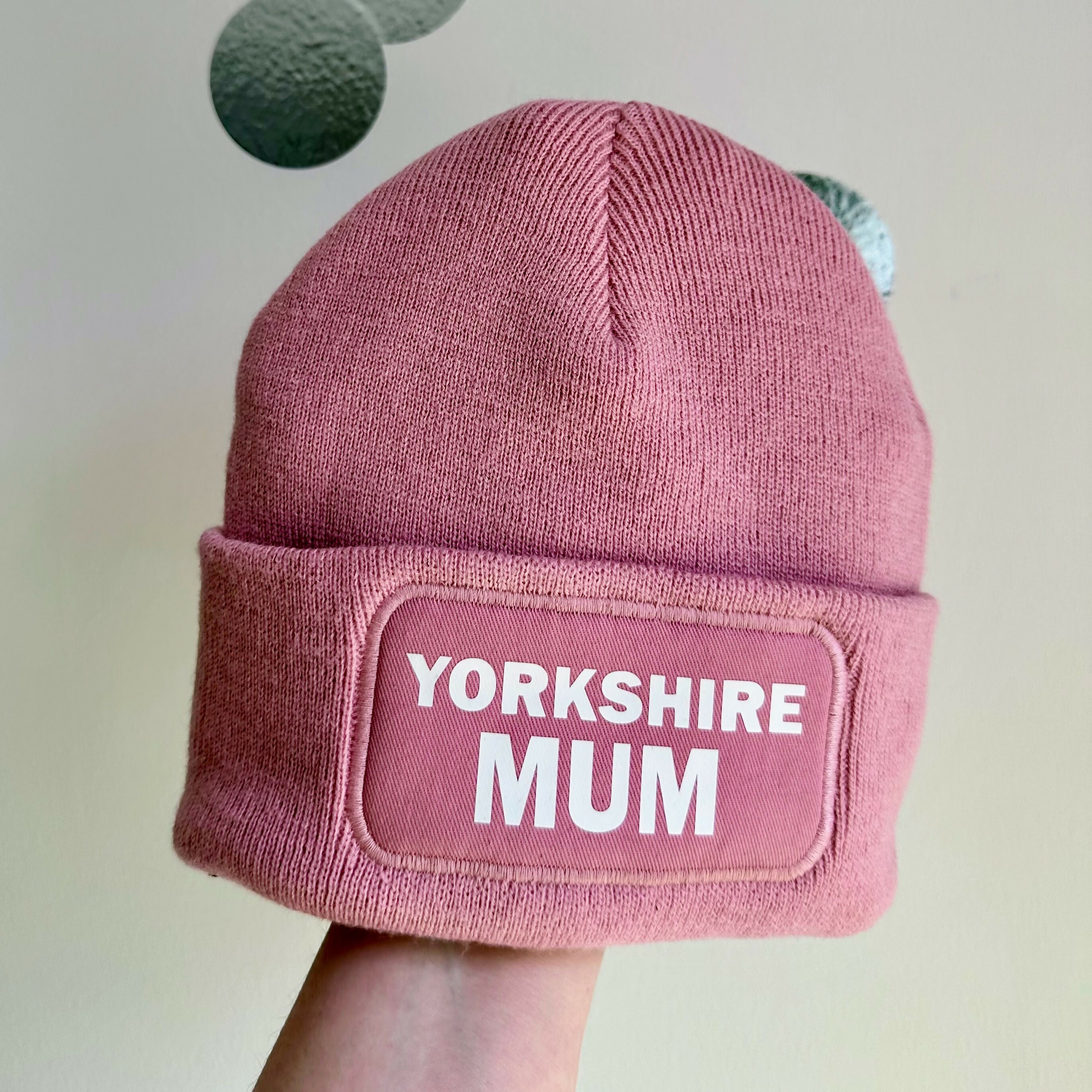 Yorkshire Mum Cuffed Rectangular Patch Beanie Hat