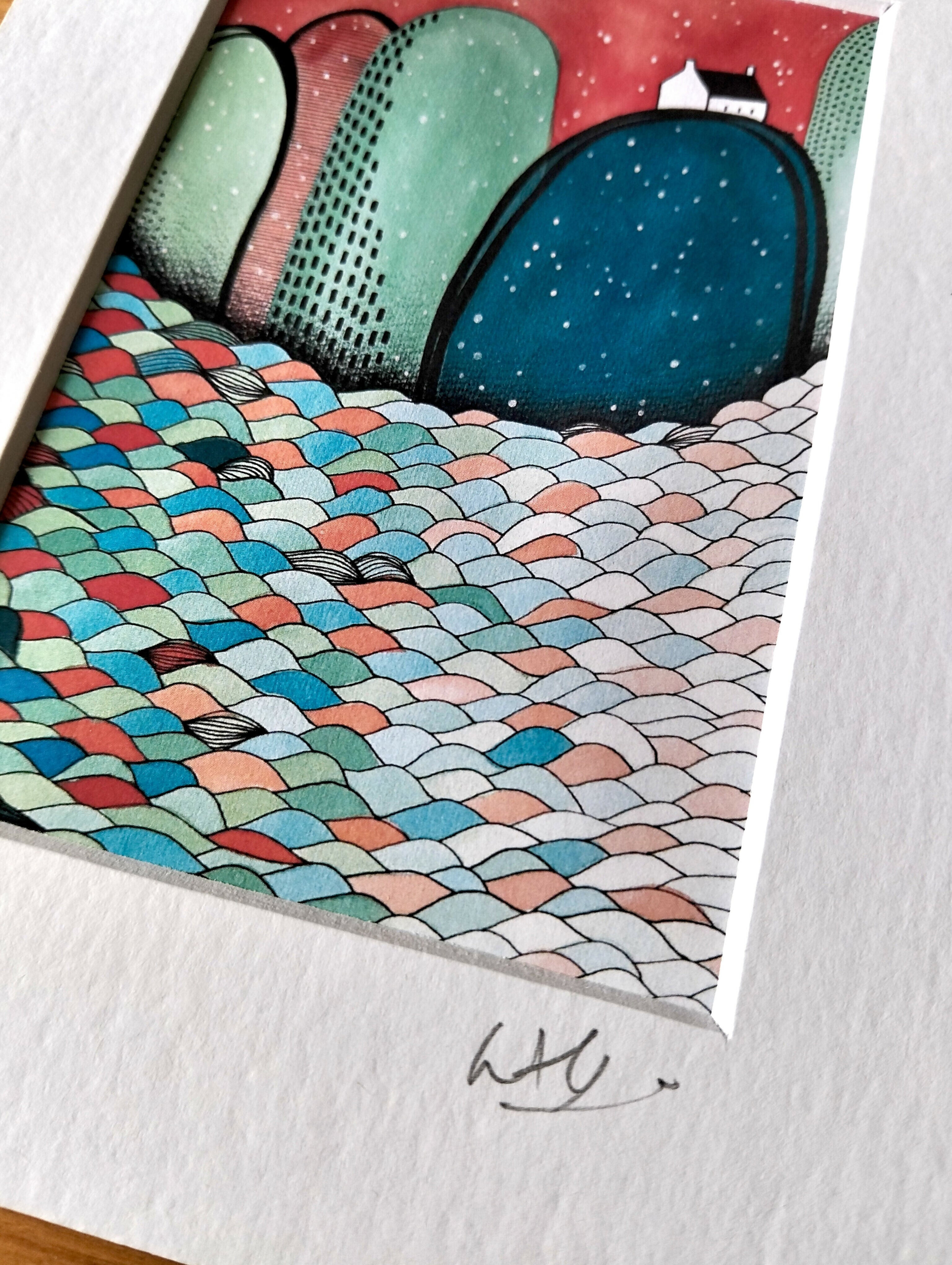 Signed Mini Cottage Print | Abstract Watercolour Landscape