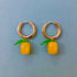 Lemon Beaded Fruit Gold Huggie Hoop Earrings