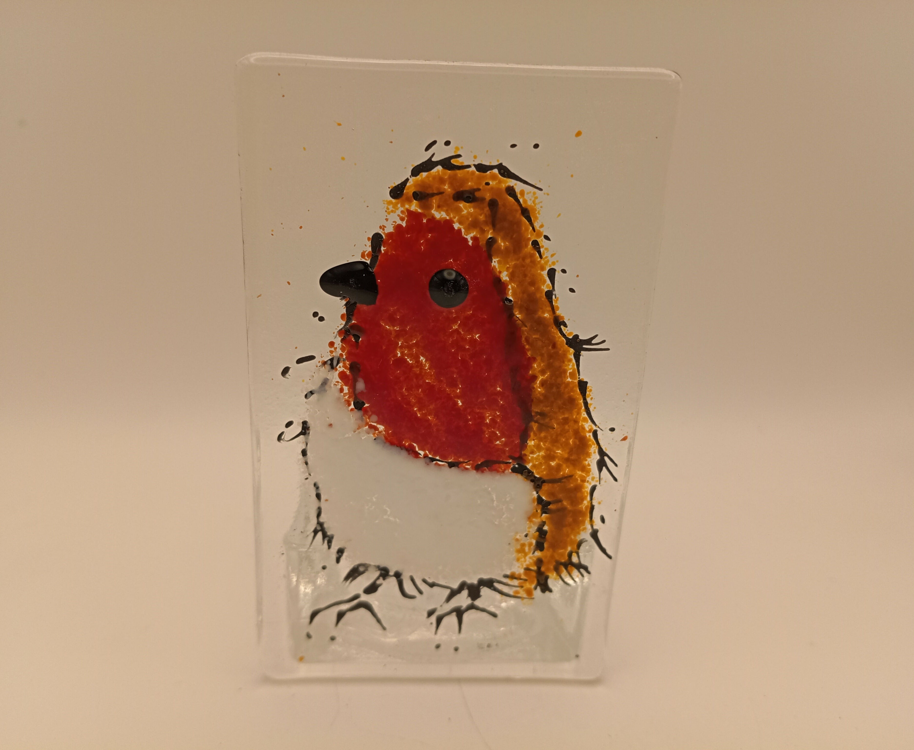 Fused Glass Robin Tealight