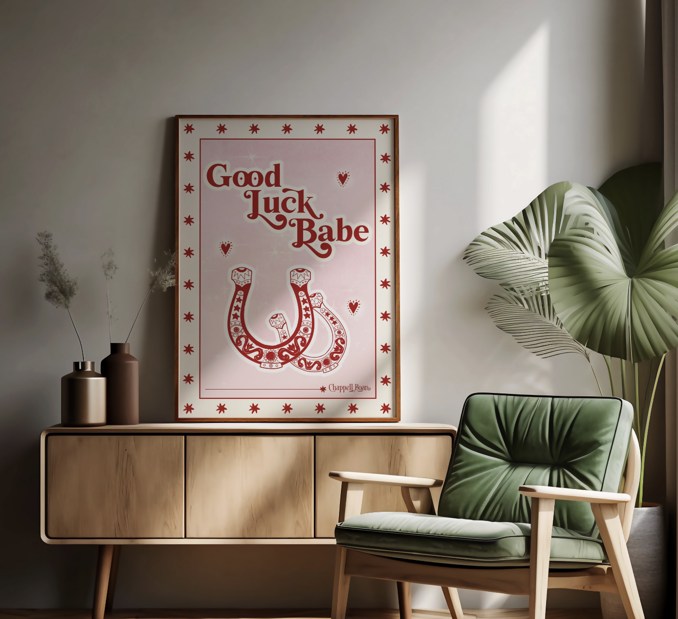 Good Luck Babe Horseshoe Lyric Print