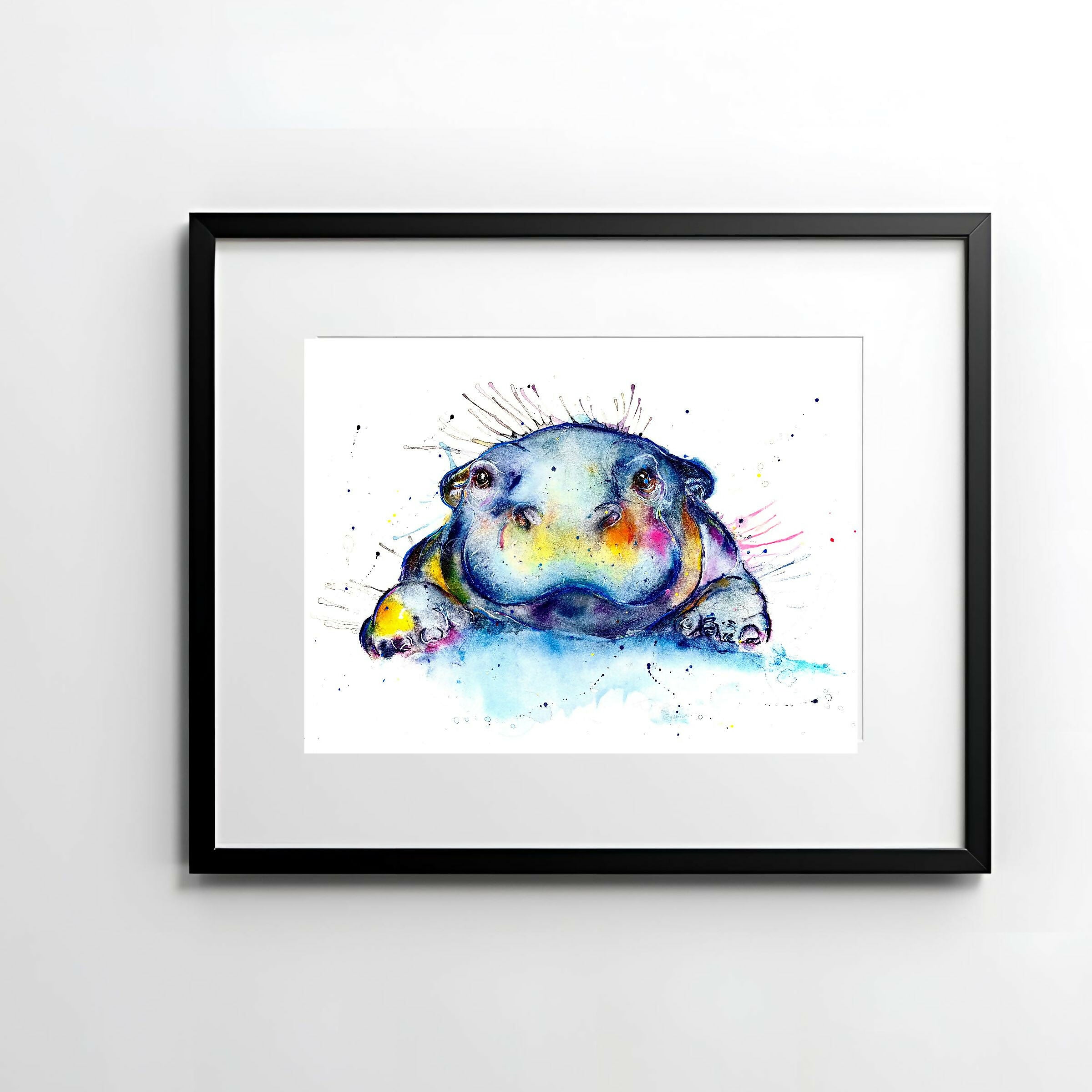 FINE ART PRINT OF HUMPHREY THE HIPPO - 'ANIMAL ART COLLECTION'
