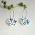 Blue Mushroom Print Hoop Earrings - Handmade Polymer Clay - Polly Plant