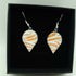 White Enamel Teardrop Earrings with Tangerine Orange Stripes