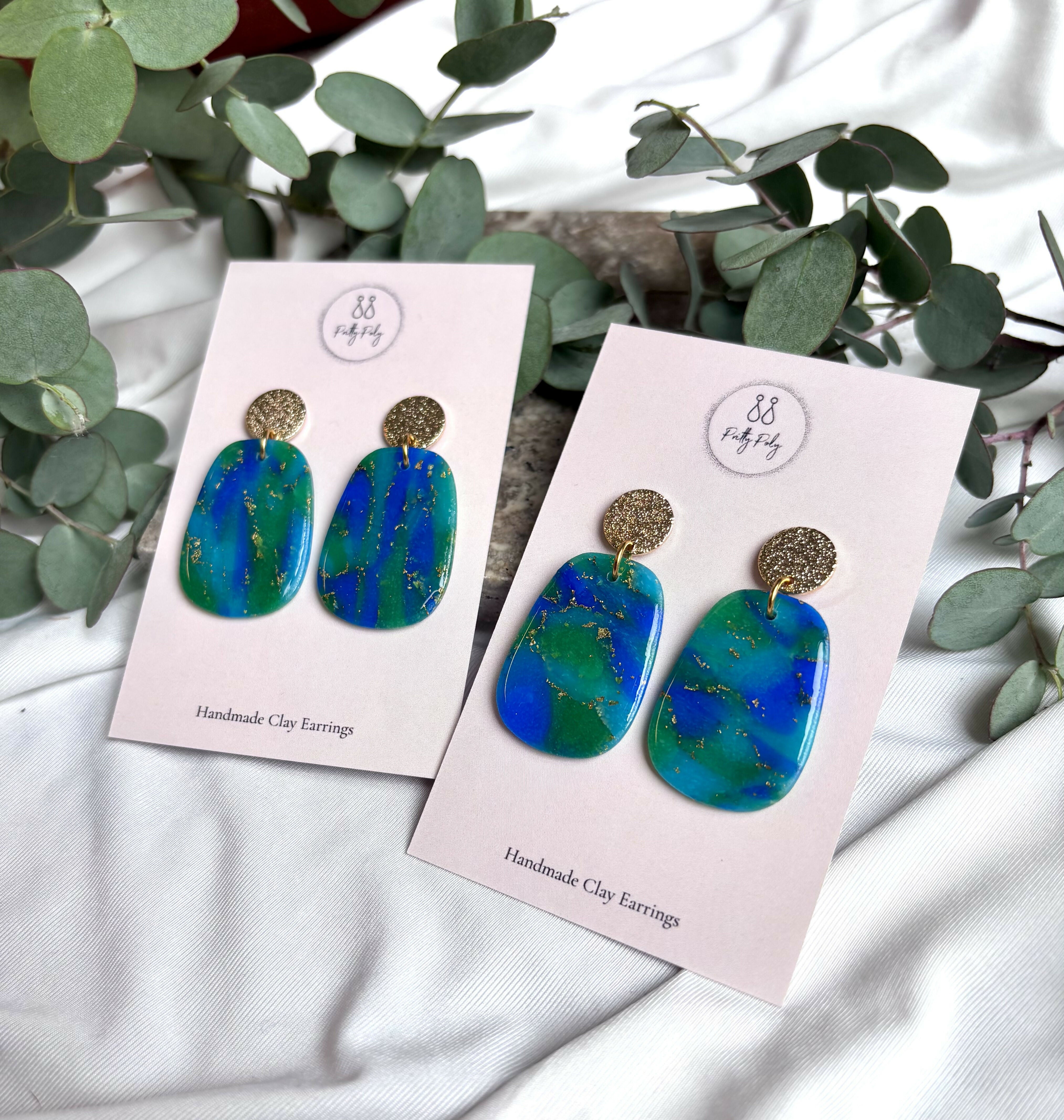 Ocean Dream Collection - Oval Drop Polymer Clay Earrings