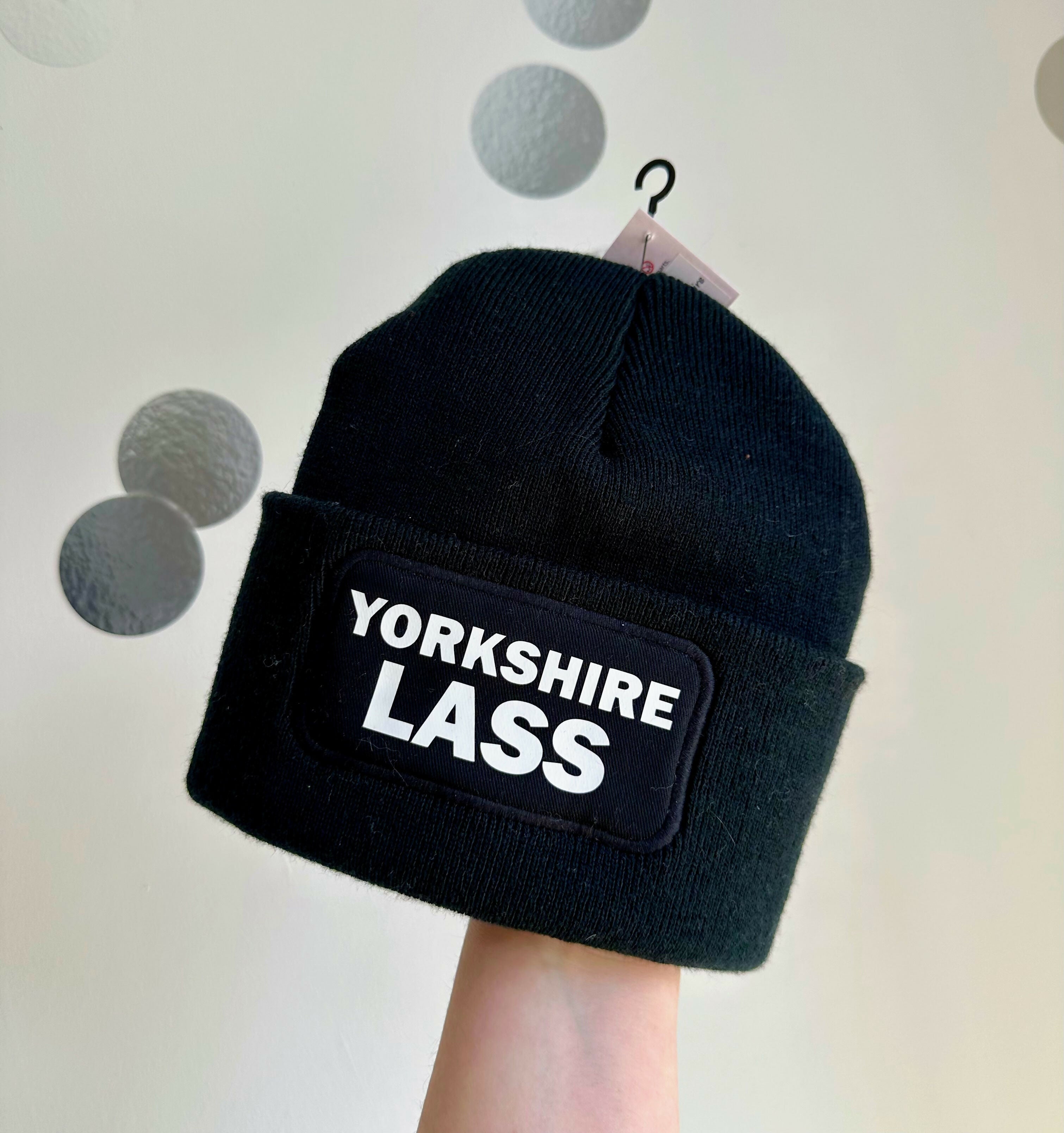 Yorkshire Lass Cuffed Rectangular Patch Beanie Hat