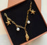 Seashell & Pearl Charm Necklace - Gold