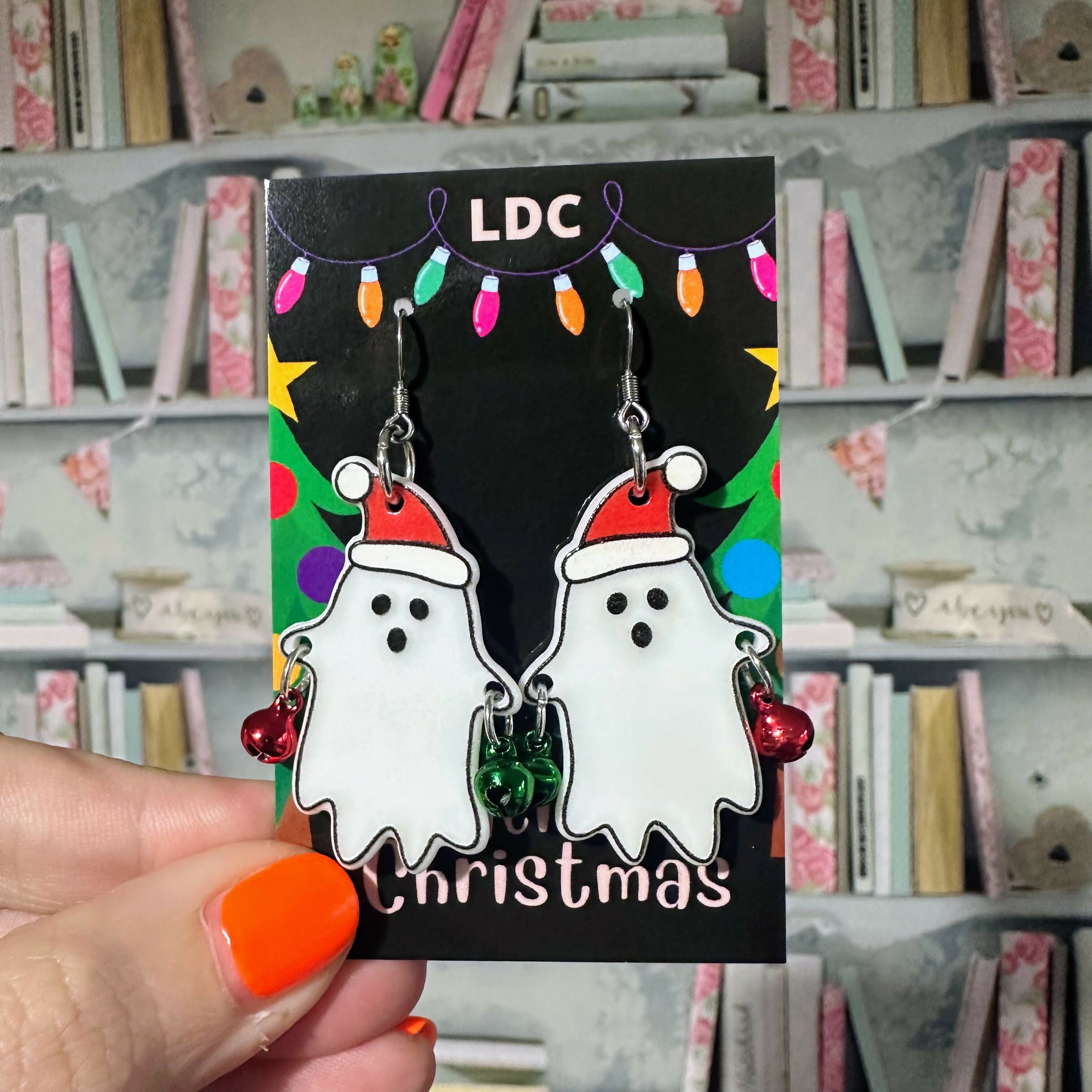 Christmas Jingle Bell Ghost Earrings