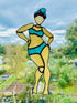 Stained Glass Retro Bikini Beach Babe