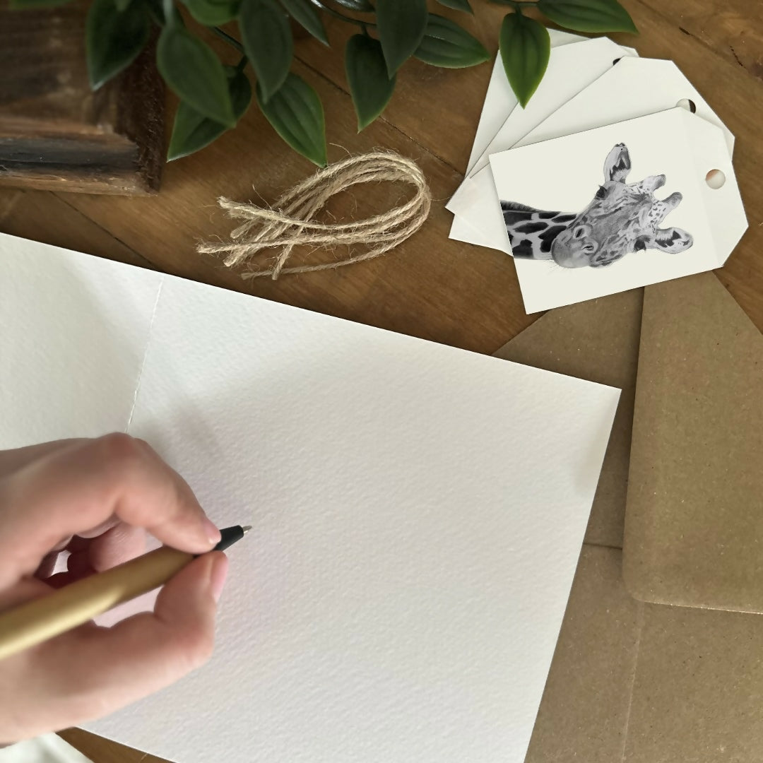 Giraffe Gift Tags – Set of 4 Tags – Safari Animal Illustration – Animal Lover Gift – Handmade