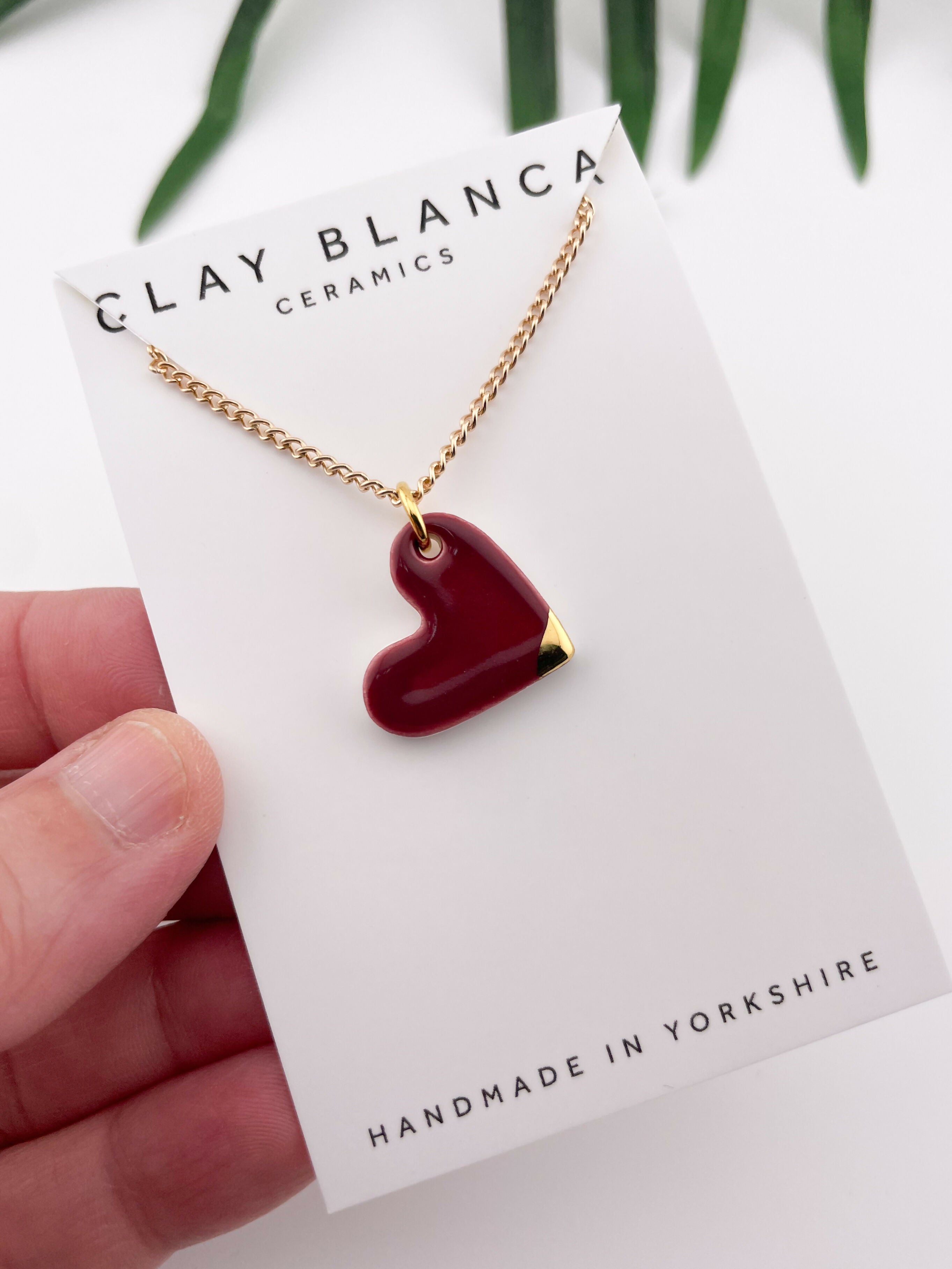 Small Burgundy Heart Necklace