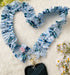 Handmade Ruffled Crossbody Phone Strap Light Blue with floral prints
