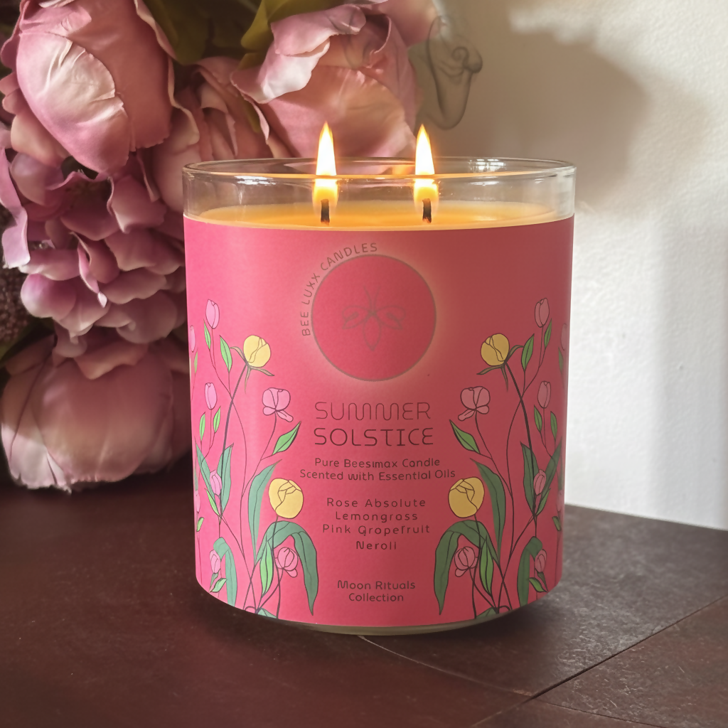 Summer Solstice - 100% Natural Essential Oil & Beeswax Candle In Glass Jar