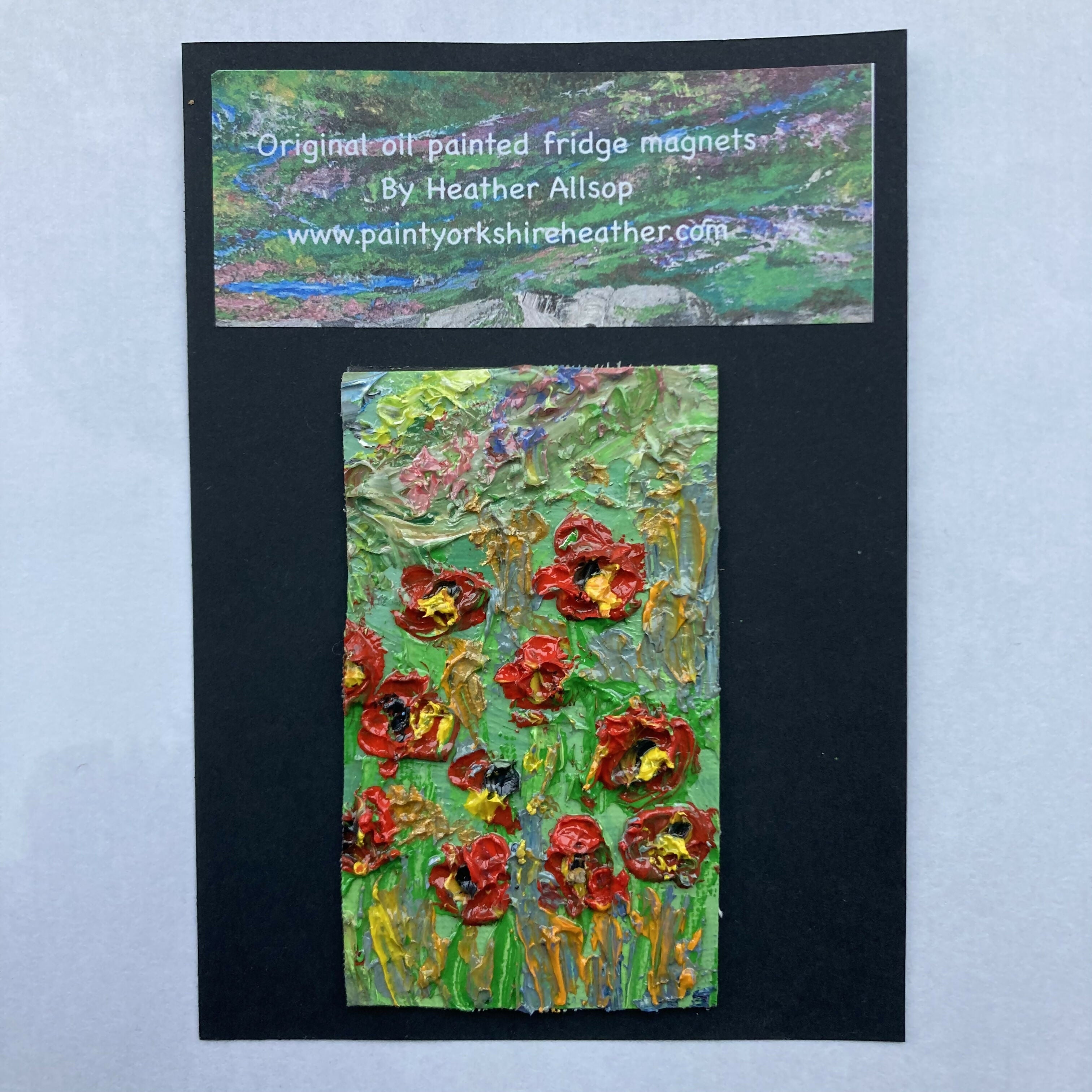 Poppies Oil Painted Mini Canvas Fridge Magnet