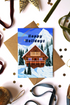 Ski Chalet Happy Holidays Christmas Card