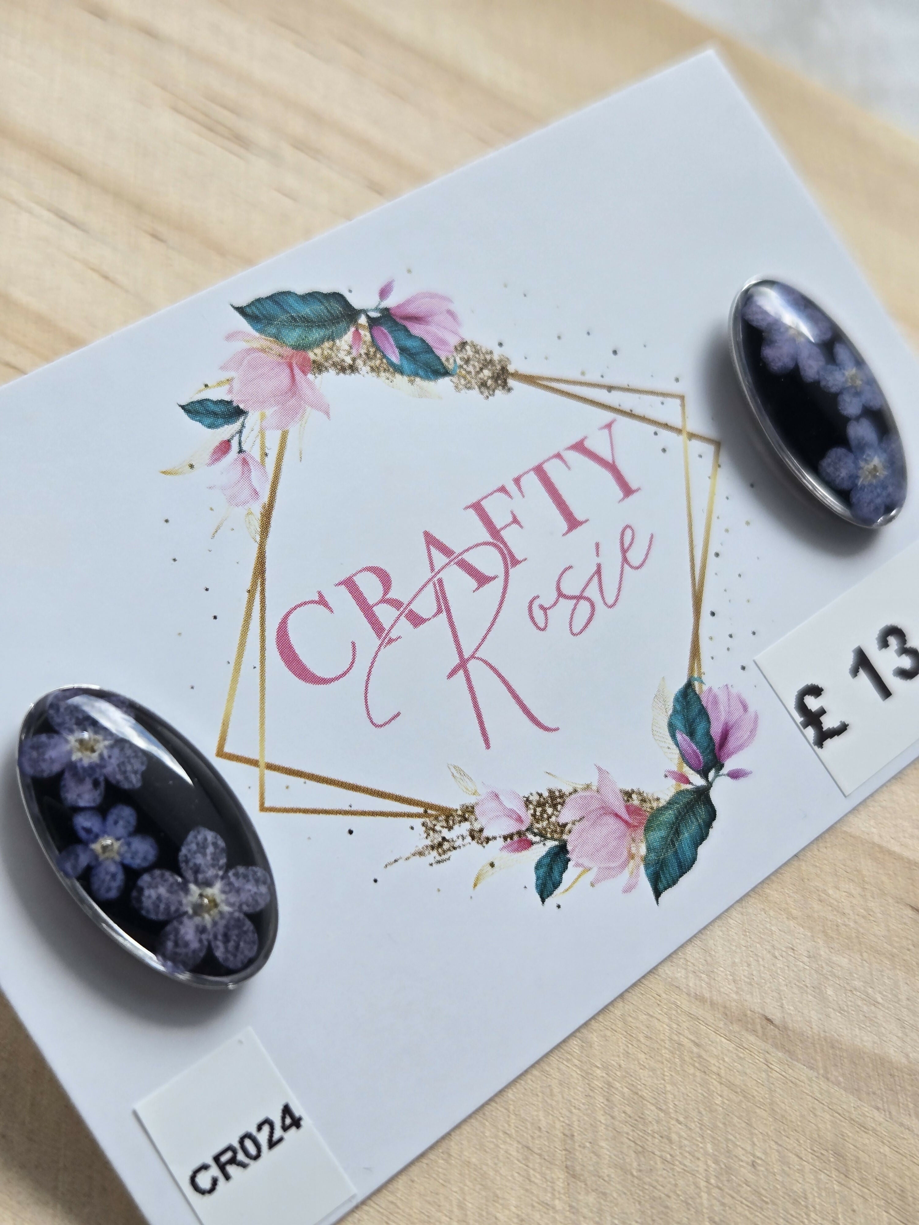 Stainless Steel Real Forget Me Not Stud Earrings
